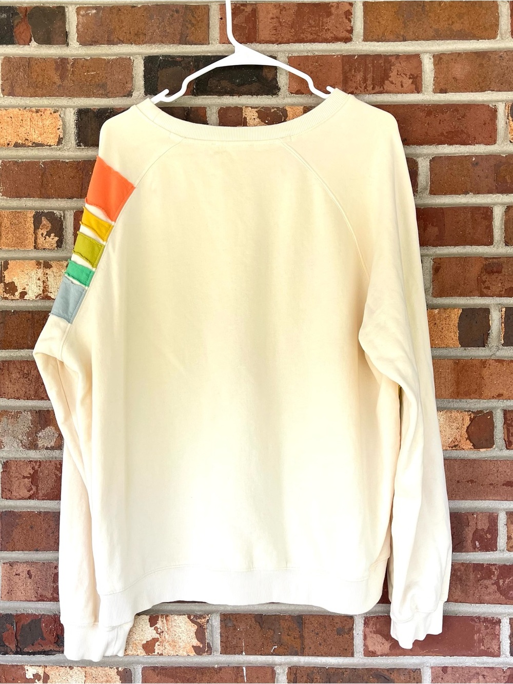 By Together Cream Sweatshirt with Rainbow Stripes Size Large - Picture 4 of 5